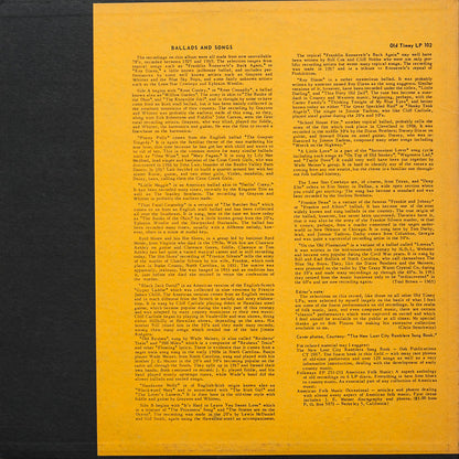 Various : Old-Time Southern Dance Music: Ballads And Songs (LP, Comp)