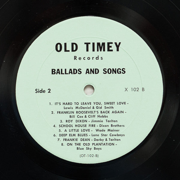 Various : Old-Time Southern Dance Music: Ballads And Songs (LP, Comp)