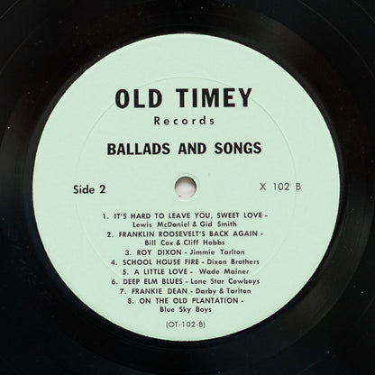 Various : Old-Time Southern Dance Music: Ballads And Songs (LP, Comp)