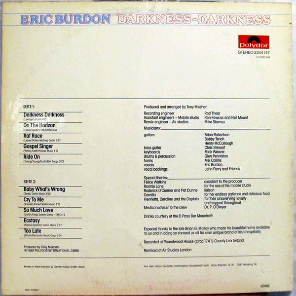 Eric Burdon : Darkness - Darkness (LP, Album)