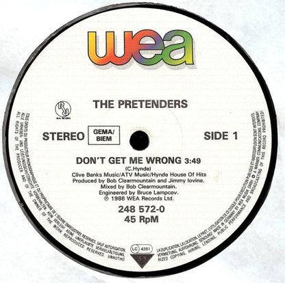 The Pretenders : Don't Get Me Wrong (12", Single)