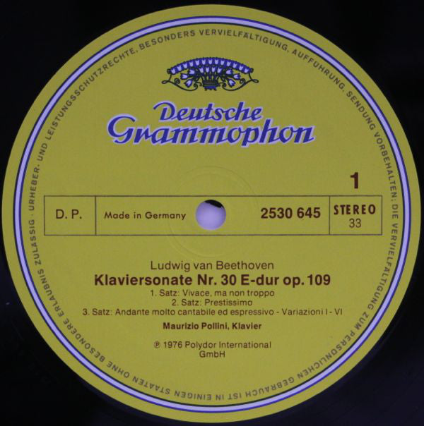 Ludwig Van Beethoven – Maurizio Pollini : Sonaten Nr.30 Op.109 · Nr.31 Op.110 (LP)