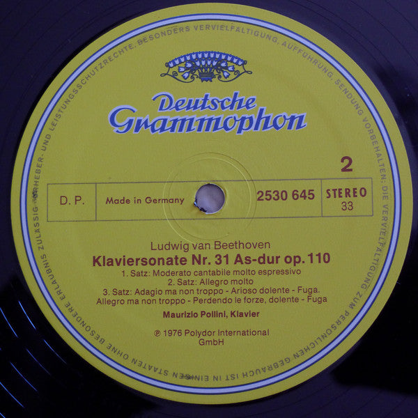 Ludwig Van Beethoven – Maurizio Pollini : Sonaten Nr.30 Op.109 · Nr.31 Op.110 (LP)
