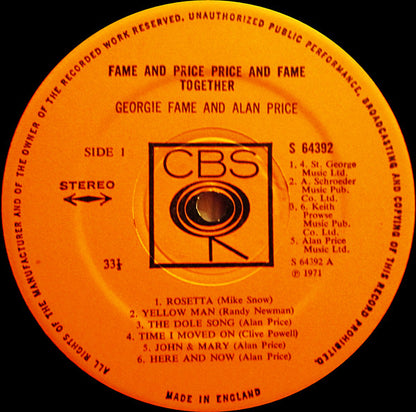 Georgie Fame & Alan Price : Fame & Price / Price & Fame / Together (LP, Album)