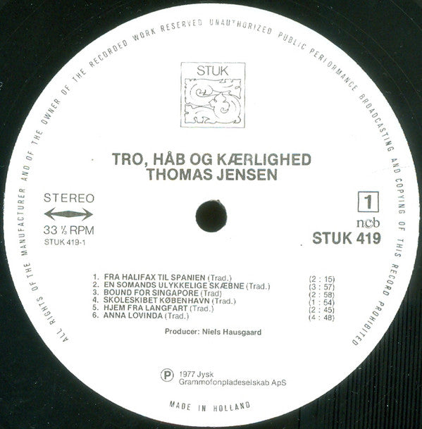 Thomas Jensen (11) : Tro, Håb Og Kærlighed (LP, Album)