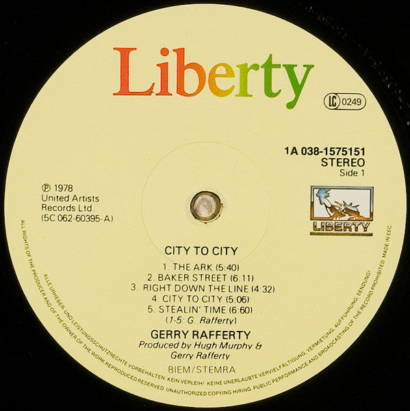 Gerry Rafferty : City To City (LP, Album, RE)