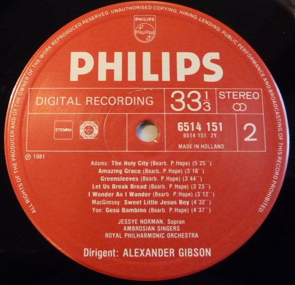 Jessye Norman / The Ambrosian Singers / Royal Philharmonic Orchestra / Alexander Gibson : Sacred Songs - Geistliche Lieder (LP, Album)