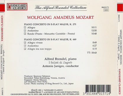 Alfred Brendel, Wolfgang Amadeus Mozart, Zagrebački Solisti, Antonio Janigro : Piano Concerto No. 9 In E-flat K271 / Piano Concerto No. 14 In E-flat K449 (CD, Album, RE)