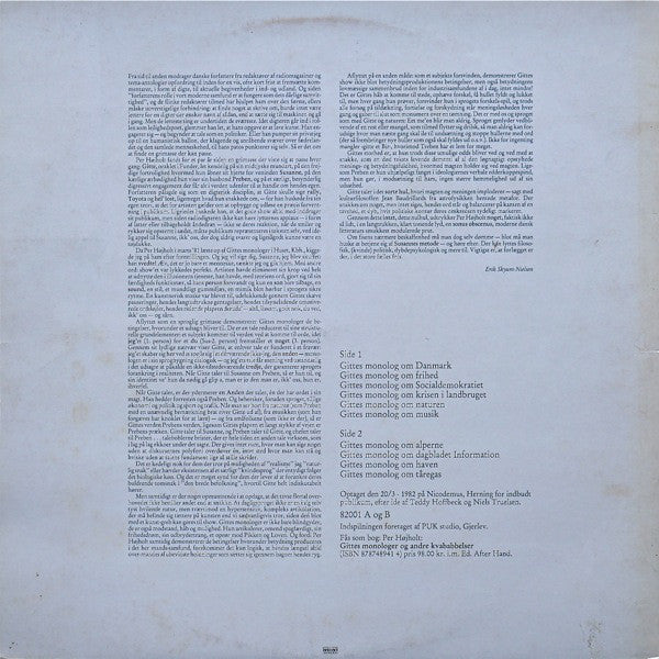 Per Højholt : Gittes Monologer (Læst Af Forfatteren) (LP, Album, Gat)