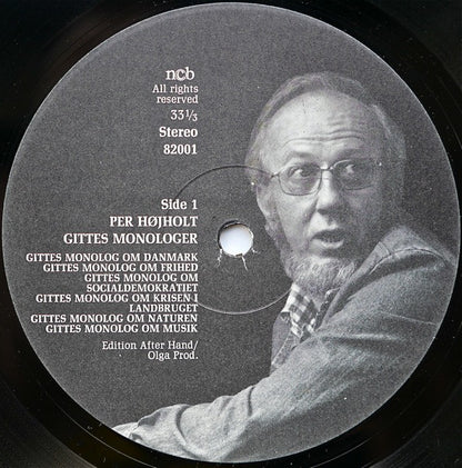 Per Højholt : Gittes Monologer (Læst Af Forfatteren) (LP, Album, Gat)
