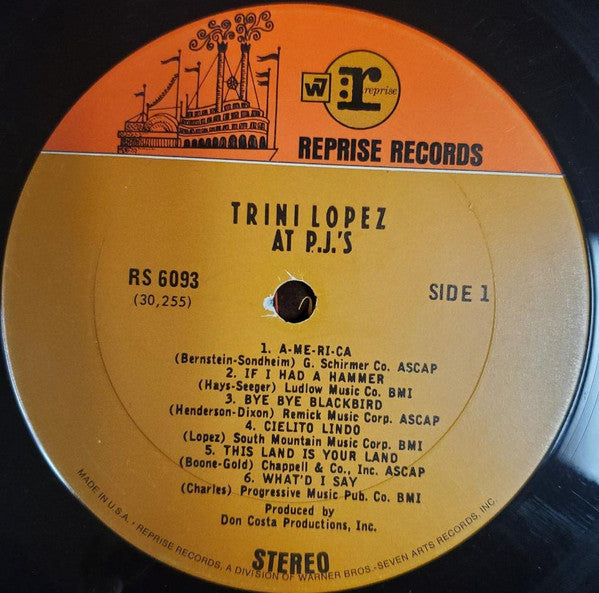 Trini Lopez : Trini Lopez At PJ's (LP, Album, RE)