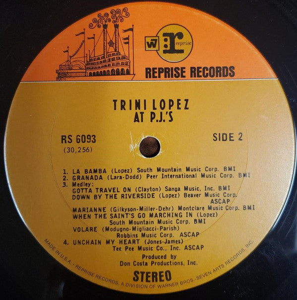 Trini Lopez : Trini Lopez At PJ's (LP, Album, RE)