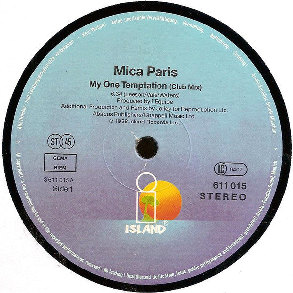 Mica Paris : My One Temptation (12", Maxi)