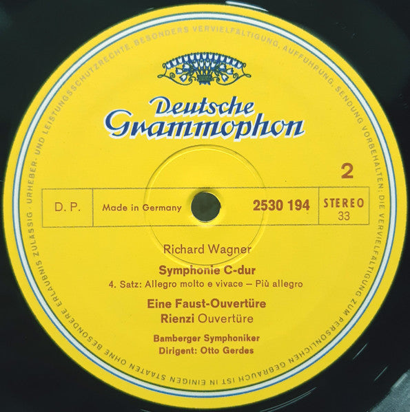 Richard Wagner, Bamberger Symphoniker · Otto Gerdes : Symphonie C-dur = In C Major / Ouvertüren: Faust · Rienzi (LP)