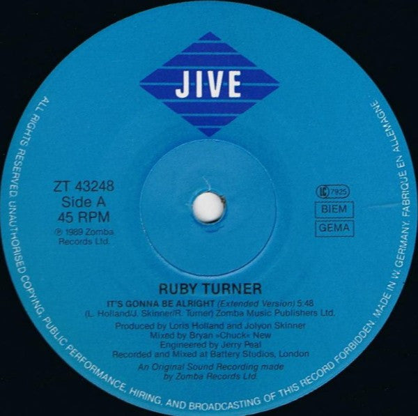 Ruby Turner : It's Gonna Be Alright (12", Maxi)