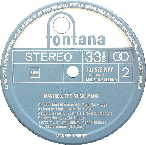 Manfred Mann : Manfred The Musicmann (LP, Album)