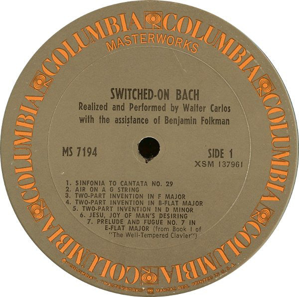 Walter Carlos : Switched-On Bach (LP, Album, RE)