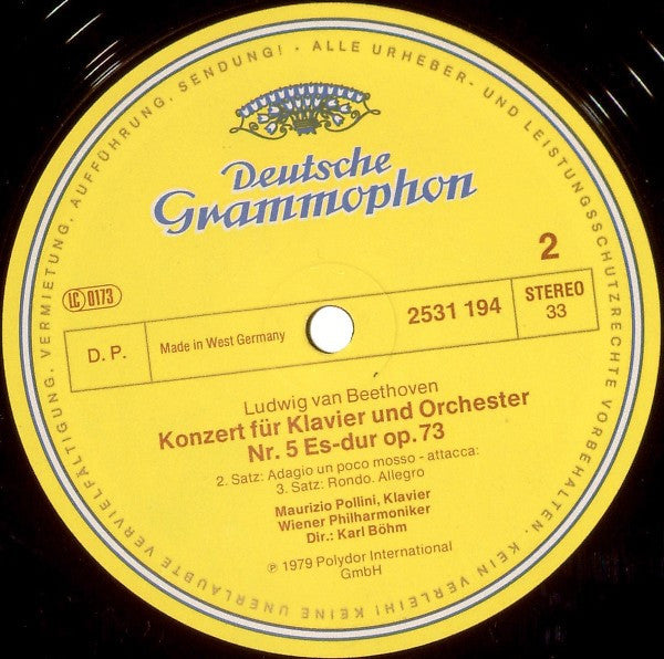 Ludwig van Beethoven - Wiener Philharmoniker = Wiener Philharmoniker · Maurizio Pollini · Karl Böhm : Klavierkonzert Nr. 5 · "Emperor" Concerto (LP)