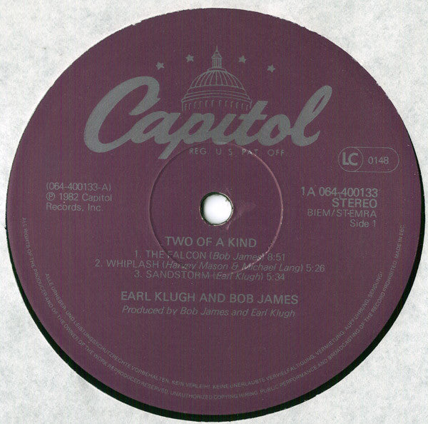 Earl Klugh And Bob James : Two Of A Kind (LP, Album, Lil)