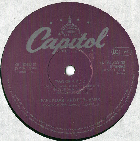 Earl Klugh And Bob James : Two Of A Kind (LP, Album, Lil)