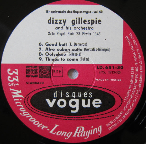 Dizzy Gillespie : Paris, Salle Pleyel, 28 Février 1948 (LP, Album, Mono)