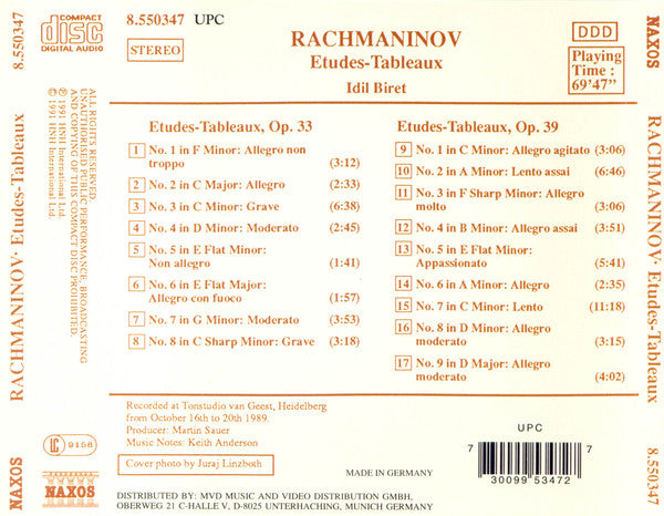 Sergei Rachmaninoff - Idil Biret : Etudes-Tableaux Op. 33 • Op.39 (CD, Album, UPC)