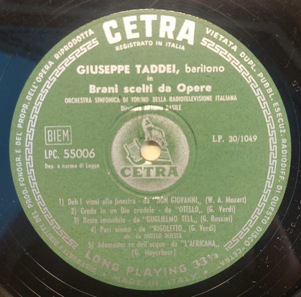 Giuseppe Taddei : Famose Arie Liriche (LP, Comp, Mono)