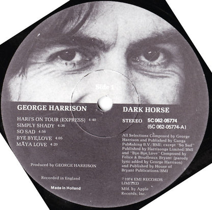 George Harrison : Dark Horse (LP, Album, Gat)