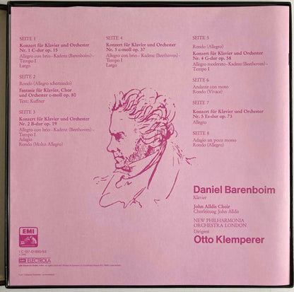 Ludwig van Beethoven, Daniel Barenboim, John Alldis Choir, New Philharmonia Orchestra, Otto Klemperer : Die Fünf Klavierkonzerte, Chorfantasie (4xLP + Box, RE)