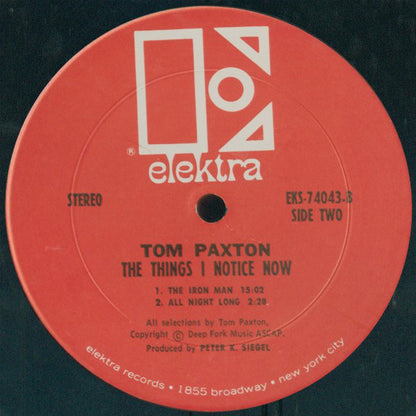 Tom Paxton : The Things I Notice Now (LP, Album, RP, Pit)