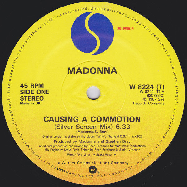 Madonna : Causing A Commotion (12", Single)