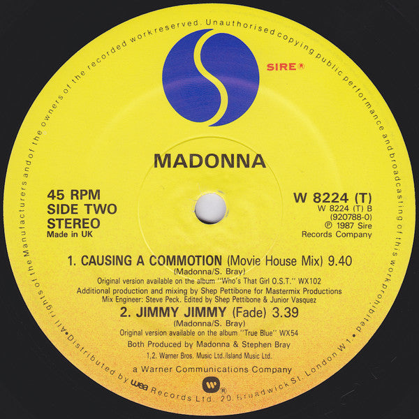 Madonna : Causing A Commotion (12", Single)