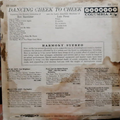 Society Orchestra Of Ron Bannister And The Latin American Rhythms Of Luis Perez (20) : Dancing Cheek To Cheek (LP)