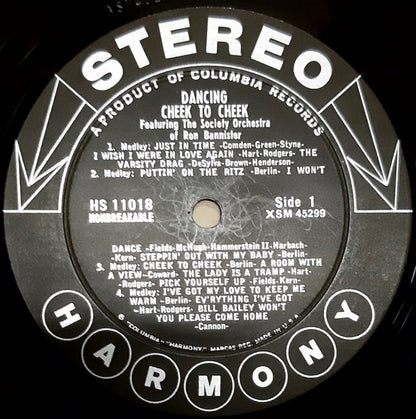 Society Orchestra Of Ron Bannister And The Latin American Rhythms Of Luis Perez (20) : Dancing Cheek To Cheek (LP)