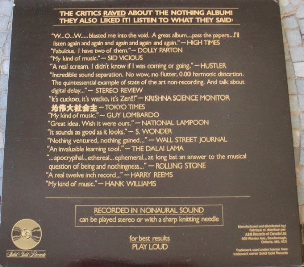 No Artist : The Nothing Record Album (12", Album)