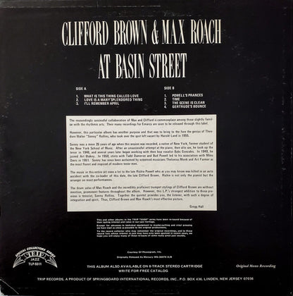 Clifford Brown And Max Roach : At Basin Street (LP, Album, Mono, RE)