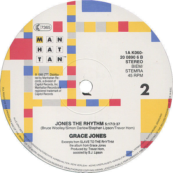 Grace Jones : Slave To The Rhythm (12", Single)