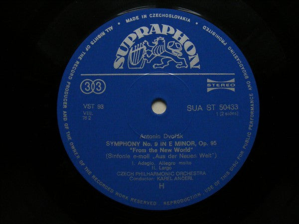 Antonín Dvořák, The Czech Philharmonic Orchestra / Karel Ančerl : From The New World (Symphony No. 9 In E Minor) (LP, Album, RP)