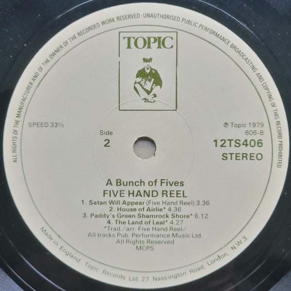 Five Hand Reel : A Bunch Of Fives (LP, Album)