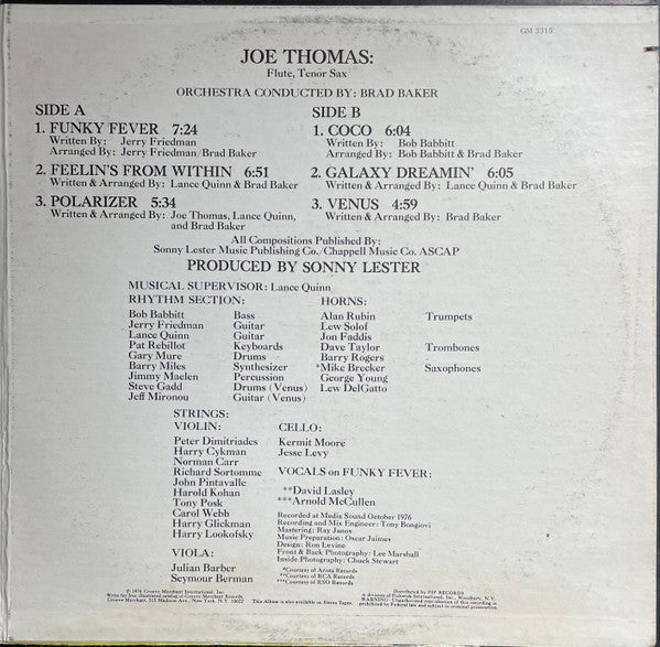 Joe Thomas : Feelin’s From Within (LP, Album, Gat)