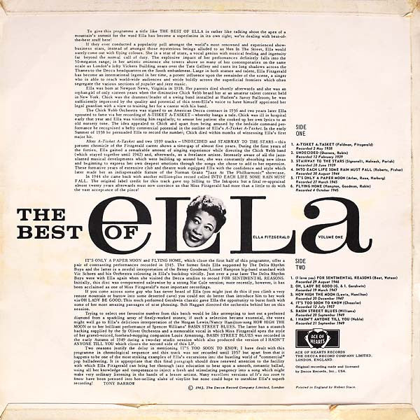 Ella Fitzgerald : The Best Of Ella Volume One (LP, Comp, Mono)