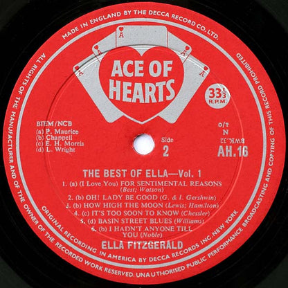 Ella Fitzgerald : The Best Of Ella Volume One (LP, Comp, Mono)