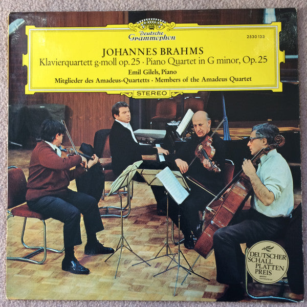 Johannes Brahms - Emil Gilels, Amadeus-Quartett : Klavierquartett G-moll Op. 25 = Piano Quartet in G Minor, Op. 25 (LP)