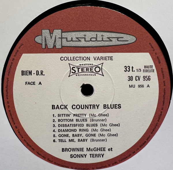 Sonny Terry & Brownie McGhee : Back Country Blues (LP, RE)