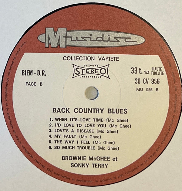 Sonny Terry & Brownie McGhee : Back Country Blues (LP, RE)