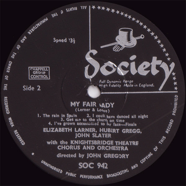 Lerner & Loewe - Elizabeth Larner, Hubert Gregg, John Slater (7), The Knightsbridge Theatre Orchestra And Chorus, John Gregory : My Fair Lady (LP)