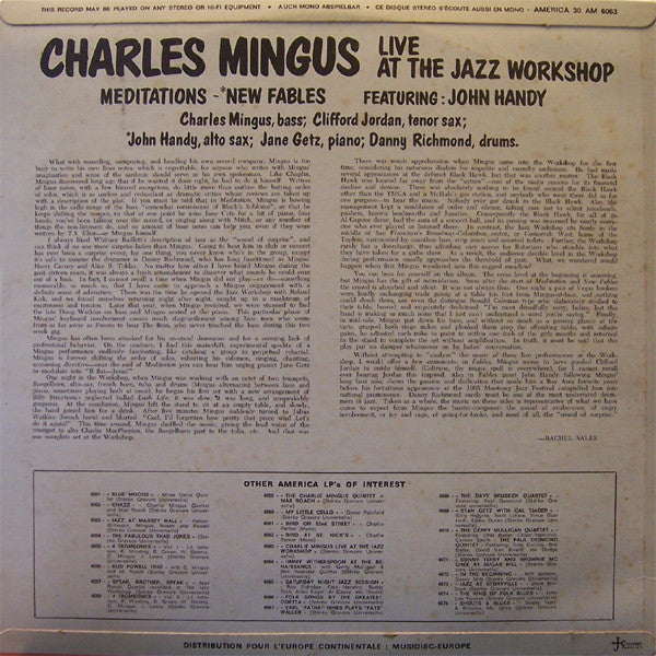 Charles Mingus Featuring John Handy : Right Now: Live At The Jazz Workshop (LP, Album, RE)