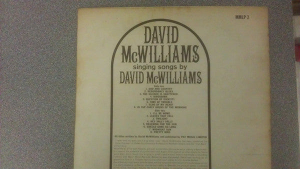 David McWilliams : Singing Songs By David McWilliams (LP, Album)