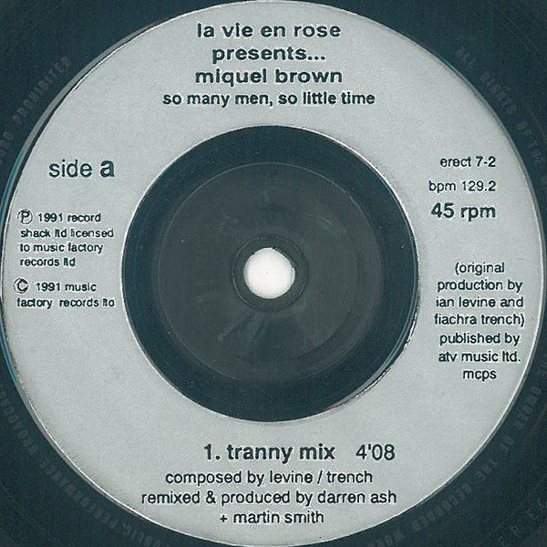 'La Vie En Rose' Presents Miquel Brown : So Many Men, So Little Time (7")