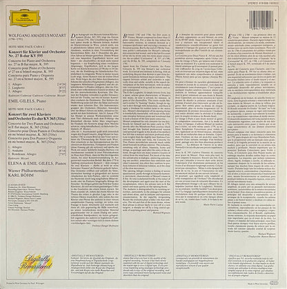 Wolfgang Amadeus Mozart, Emil Gilels & Elena Gilels, Wiener Philharmoniker, Karl Böhm : Piano Concerto No. 27 - Concerto For 2 Pianos (LP, RM)